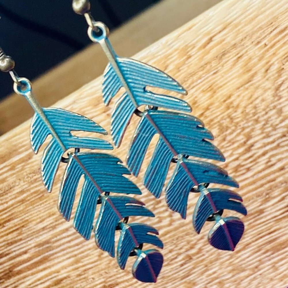 Banana leaf tropical earrings